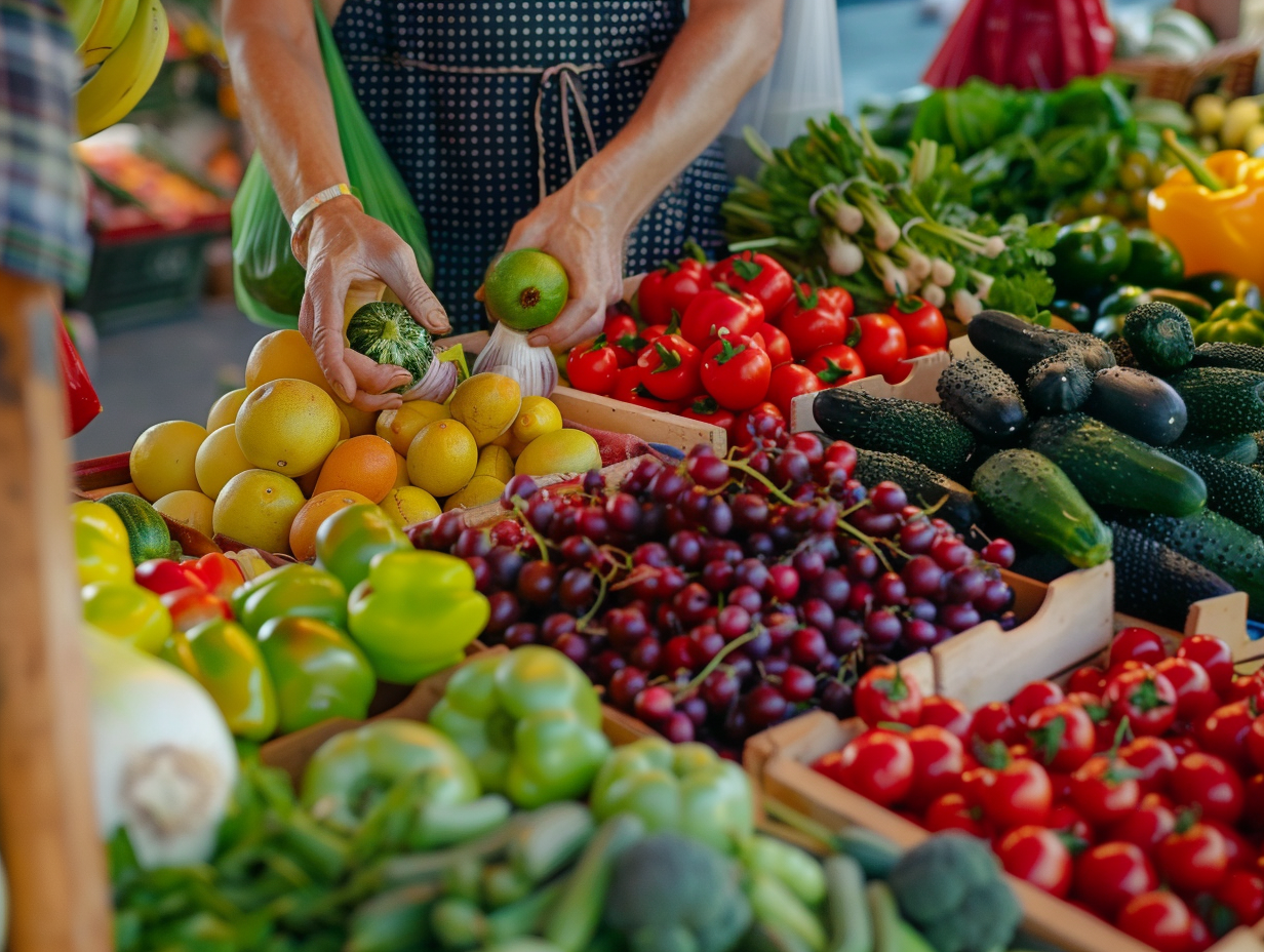Різноманітні свіжі продукти для здорового харчування